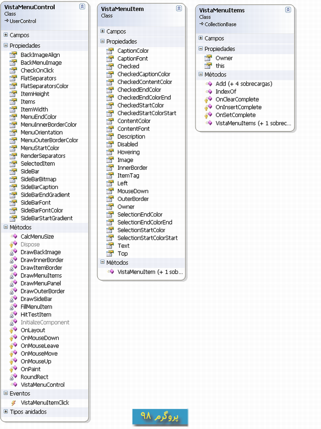 پروژه ی منوی زیبا (لیست آیتمها) با استایل Vista و mac به زبان سی شارپ