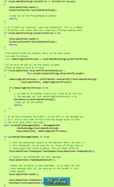 سورس کد استفاده از SocketAsyncEventArgs برای نوشتن کد socket server در سی شارپ