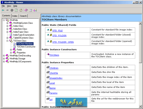 سورس کد خواندن HtmlHelp library (فایل chm) و example viewer در سی شارپ