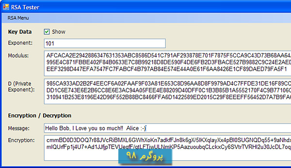 سورس پروژه ی (RSA Private Key Encryption) رمزگذاری داده با استفاده از private key در سی شارپ