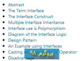 سورس کد کار با Interface ها با زبان #C