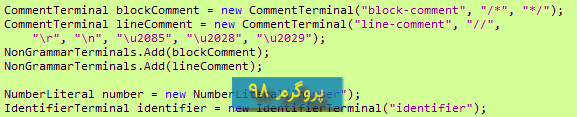 سورس کد نوشتن language service برای ویژوال استودیو با استفاده از Irony در سی شارپ #C
