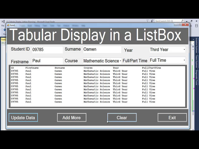 فیلم آموزشی: ایجاد نمایشگر جدولی در listbox در سی شارپ
