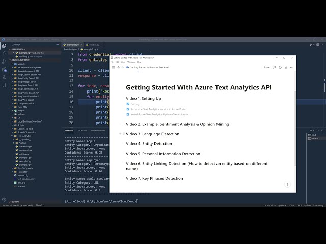 فیلم آموزشی: شروع به کار با Azure Text Analytics API در پایتون | نهادها را شناسایی کنید با زیرنویس فارسی