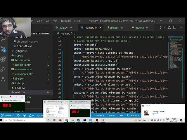 فیلم آموزشی: Node.js Python Selenium Script برای خراش دادن آمار بازیکنان کریکت در مرورگر با استفاده از Express [LIVE] با زیرنویس فارسی