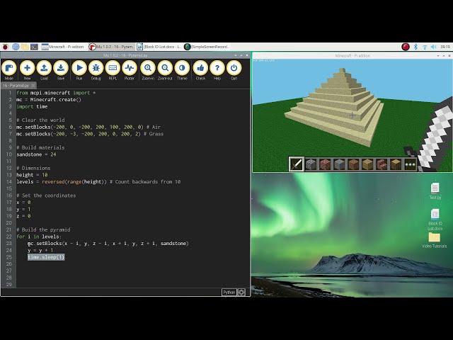 فیلم آموزشی: Minecraft Pi - ساخت هرم با استفاده از Python با زیرنویس فارسی